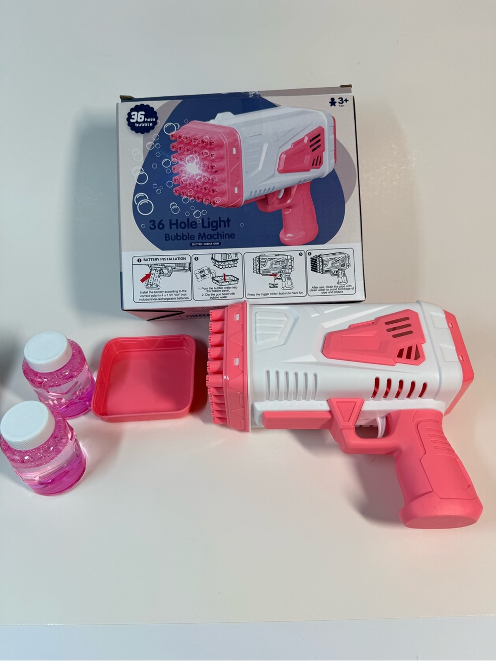Bessome Bubble Gun Machine 36 hole PINK battery operated (NEW)
